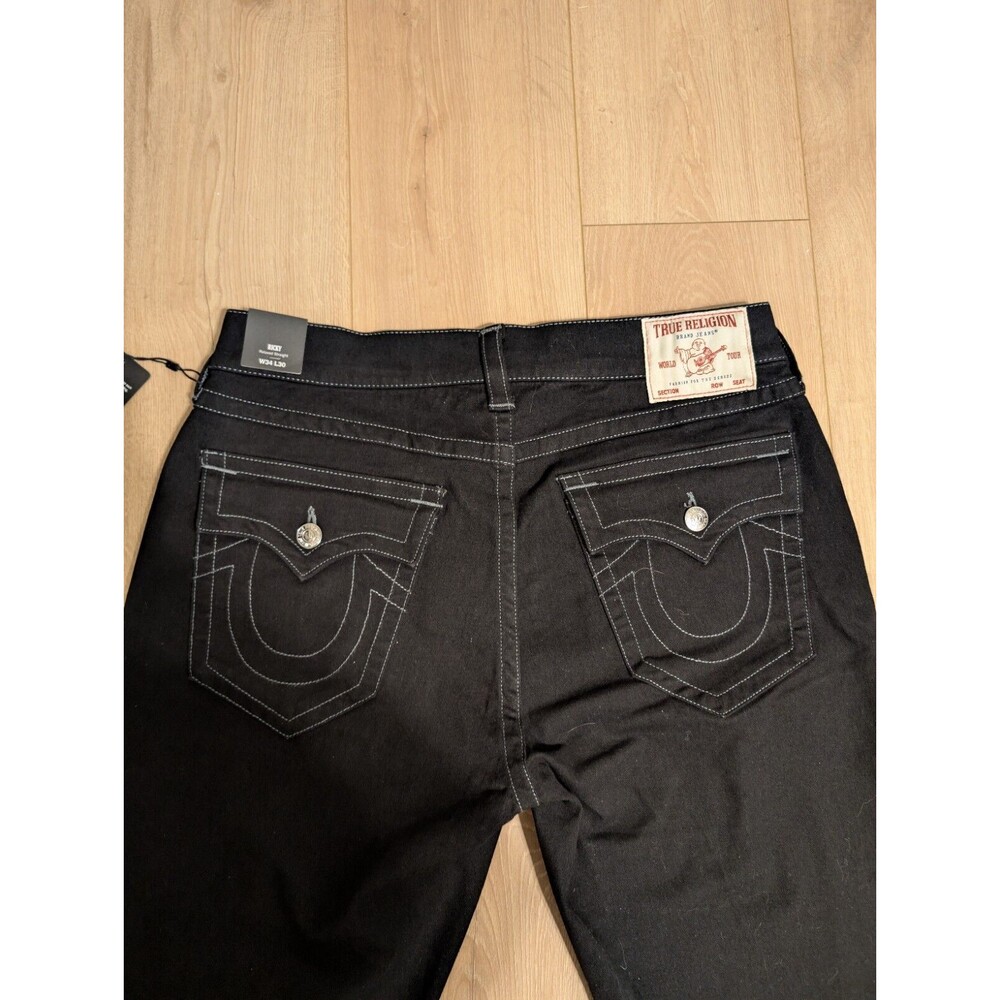 True Religion 34x30 Ricky Relaxed Straight Rinse Black SN Flap NWT Hip Hop Trap